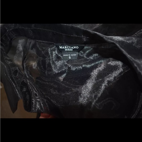 Marciano Guess Black Sheer Taffeta top- Size Small - Picture 3 of 11